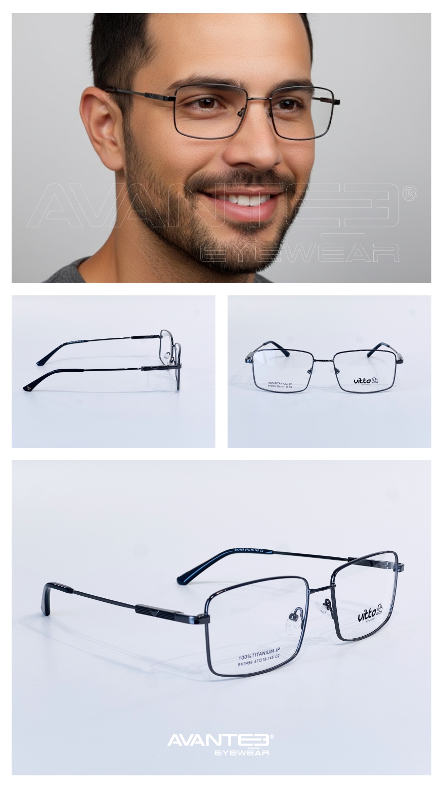 Armação Vitta Masculina Retangular: Sofisticação Metálica